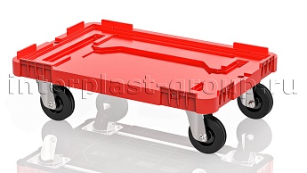 Тележка пластиковая сплошная без тормозов усиленная красная в Саратове Тележка пластиковая сплошная без тормозов усиленная красная в Саратове