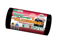 Мешки для мусора 180 л, ароматизированные, черные, в рулоне 25 шт., ПВД, 35 мкм, 1100х930 мм, НАДЕЖНЫЕ, 1802550