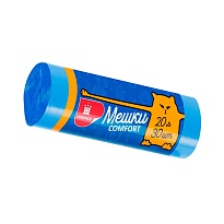 Мешки для мусора 20 л, синие, в рулоне 30 шт., ПНД, 8 мкм, 500х400 мм, Comfort, М0017 (МН 20-30с) в Саратове