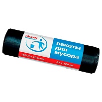 Мешки для мусора 160 л, черные, в рулоне 20 шт., ПВД, 30 мкм, 1200х870 мм, PACLAN Professional, 604082 в Саратове