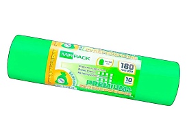 Мешки для мусора 180 л, ароматизированные, зеленые, в рулоне 10 шт., ПВД, 35 мкм, 1100х930 мм, PREMIUM+, 180105301 в Саратове