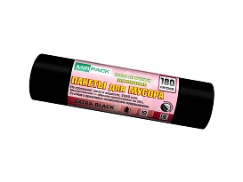 Мешки для мусора 180 л, ароматизированные, черные, в рулоне 10 шт., ПВД, 50 мкм, 1100х930 мм, EXTRA black, 18008301 в Саратове