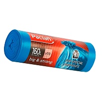 Мешки для мусора 160 л, синие, в рулоне 10 шт., ПВД, 21 мкм, 1200х870 мм, PACLAN Big&Strong, 604075 в Саратове