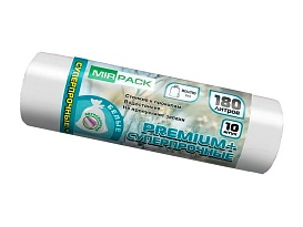 Мешки для мусора 180 л, ароматизированные, белые, в рулоне 10 шт., ПВД, 35 мкм, 1100х930 мм, PREMIUM+, 180105302 в Саратове