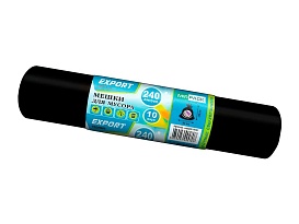 Мешки для мусора 240 л, черные, в рулоне 10 шт., ПВД 80 мкм, 1300х930 мм, EXPORT, exp 24010167 в Саратове