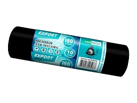 Мешки для мусора 160 л, ароматизированные, черные, в рулоне 10 шт., ПВД, 80 мкм, 1100х930 мм, EXPORT, exp16010142 в Саратове