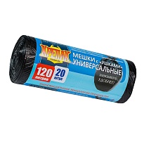 Мешки для мусора 120 л, с ушками, черные, в рулоне 20 шт., ПНД, 15 мкм, 1100х700 мм, Крепак, 4607075710368 в Саратове Мешки для мусора 120 л, с ушками, черные, в рулоне 20 шт., ПНД, 15 мкм, 1100х700 мм, Крепак, 4607075710368 в Саратове
