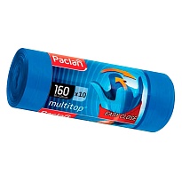 Мешки для мусора 160 л, с ушками, синие, в рулоне 10 шт., ПВД, 30 мкм, 1250х900 мм, PACLAN Multitop, 604064 в Саратове
