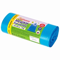 Мешки для мусора 35 л, синие, в рулоне 30 шт., ПНД, 10 мкм, 600х500 мм, Любаша, 608091 в Саратове