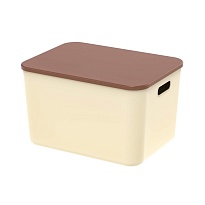 Ящик пластиковый вкладываемый бежевый с коричневой крышкой 410х305х245 мм в Саратове