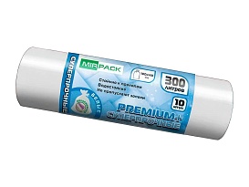 Мешки для мусора 300 л, белые, в рулоне 10 шт., ПВД 70 мкм, 1400х1000 мм, PREMIUM+, 300101602 в Саратове