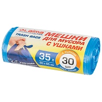 Мешки для мусора 35 л, с ушками, синие, в рулоне 30 шт., ПНД, 11 мкм, 650х500 мм, LAIMA ULTRA, 607684 в Саратове Мешки для мусора 35 л, с ушками, синие, в рулоне 30 шт., ПНД, 11 мкм, 650х500 мм, LAIMA ULTRA, 607684 в Саратове
