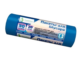 Мешки для мусора 30 л, синие, в рулоне 20 шт., ПНД, 7 мкм, 600х500 мм, MIRPACK Classik, 302041 в Саратове