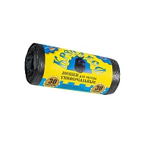 Мешки для мусора 30 л, с ушками, черные, в рулоне 30 шт., ПНД, 8 мкм, 580х460 мм, Крепакоф, 4607075710238 в Саратове Мешки для мусора 30 л, с ушками, черные, в рулоне 30 шт., ПНД, 8 мкм, 580х460 мм, Крепакоф, 4607075710238 в Саратове