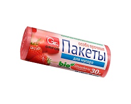 Мешки для мусора 30 л, ароматизированные, Клубника, красные, в рулоне 20 шт., ПНД, 9 мкм, 560х530 мм, GRIFON Aroma, 101-020 K в Саратове