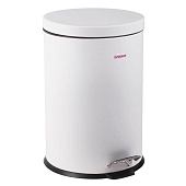 Ведро-контейнер для мусора (урна) с педалью LAIMA Classic, 12 л, белое, глянцевое, металл, со съемным внутренним ведром