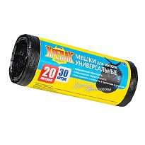 Мешки для мусора 20 л, черные, в рулоне 30 шт., ПНД, 10 мкм, 550х440 мм, Крепак, 4607075710092 в Саратове