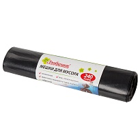 Мешки для мусора 240 л, черные, в рулоне 5 шт., ПВД 30 мкм, 1300х900 мм, Любаша, 605338 в Саратове
